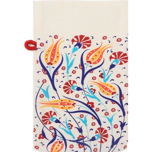 Bursa İpek Sarı Kırmızı Lale Desen Kese