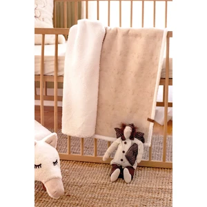 HAMUR Fluffy Bebek Battaniyesi 80x100 Cm Solid Bej Düz 100 X 80 Koyun Tüyü Battaniye