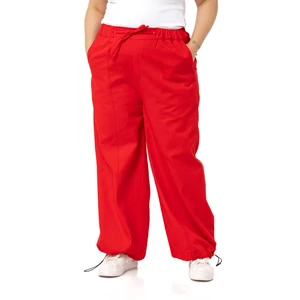 Disentis Modest Büyük Beden Geniş Paça Gabardin Kırmızı Pantolon