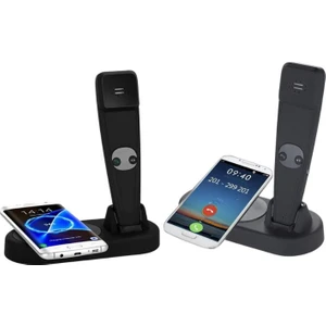 2 In 1 Kablosuz Şarj Cihaz ve Standı, Kablosuz Şarj Özelliği Olan Tüm Cihazlar ile uyumlu Masa Üstü Bluetooth Kablosuz telefon