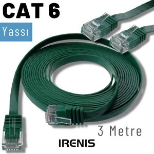 3 Metre Cat6 Kablo Yassı Ethernet Network Lan Ağ Internet Kablosu