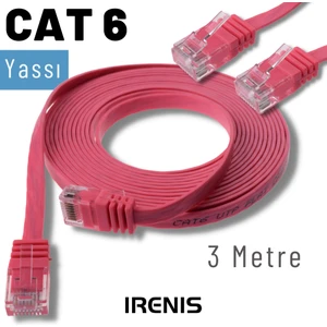 3 Metre Cat6 Kablo Yassı Ethernet Network Lan Ağ Internet Kablosu