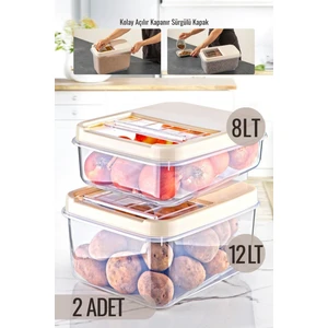 Nandy Home 2'li Set Multibox Çok Amaçlı Erzak, Bakliyat Vs. Saklama Kabı