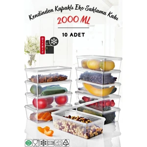 Nandy Home 10 Adet Kendinden Kapaklı Derin Dondurucuya Uygun Saklama Kabı 2 Lt