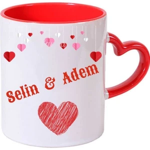 Seliness Design Sevgililer Gününe Özel Kalp Kuplu Isim Yazılı Kupa - 12 Kırılmaz Strafor Köpükle Paketlenmiş