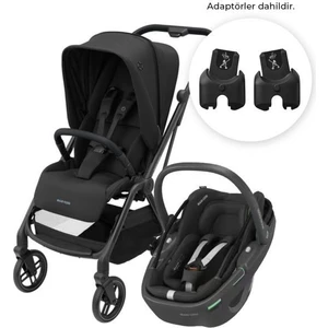 Leona2-Coral 360 Modüler Ana Kucaklı Ultra Kompakt Çift Yönlü Seyahat Sistem Bebek Arabası Essential Black