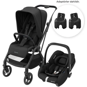 Leona2-Cabriofix I-Size Tek Elle Katlanabilen Ultra Kompakt Çift Yönlü Seyahat Sistem Bebek Arabası Essential Black
