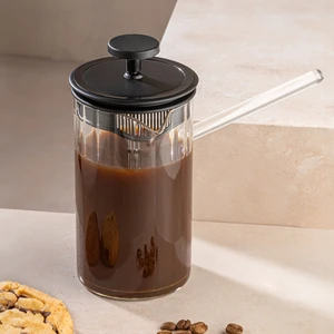 Meleni Home Ateşe Dayanıklı Borosilikat Cam Frenchpress - Bitki Çayı  Filtre Kahve Demliği 450 ml