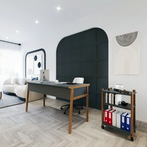 Zenith Çalışma Masası Kitaplık Takımı 150cm Antrasit Ceviz