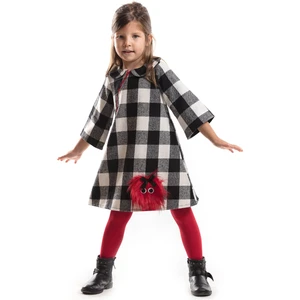 Lmg Ponpon Kız Çocuk Ekose Elbise