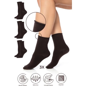 Bambu Kadın Lastiksiz Soket Dikişsiz Premium Çorap 3'lü Paket / Iz Bırakmaz / Sıkmayan Çorap