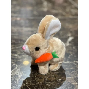 Karan Tuhafiye Newayer Elektronik Pilli Sesli Zıplayan Hareketli Tavuçlu Krem Rengi Peluş Tavşan 18X17 cm