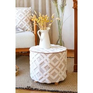Yıkanabilir Kılıflı Puf Köşegen Iskandinav Bohem Punch Bench Orta Sehpa Koltuk Tabure Mila Bej