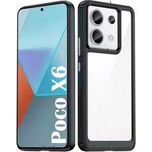 M.tk moveteck Xiaomi Poco X6 Uyumlu Kılıf Kamera Korumalı Arkası Şeffaf Kenarları Renkli Kapak Parmak Izi Yapmaz