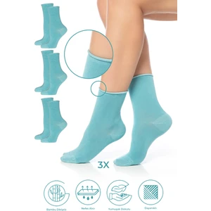 Bambu Kadın Lastiksiz Soket Dikişsiz Premium Çorap 3'lü Paket / Iz Bırakmaz / Sıkmayan Çorap