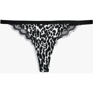 Leopar Desenli String Külot Dantelli Viskon
