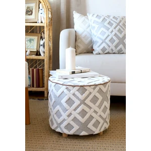 Yıkanabilir Kılıflı Puf Köşegen Iskandinav Bohem Punch Bench Orta Sehpa Koltuk Tabure Mila Gri