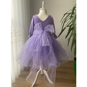 Berrince Tasarım Uzun Kollu Tül Etekli Çocuk Abiye Elbise