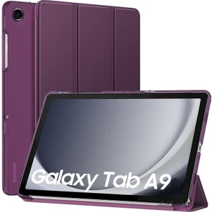 M.TK Moveteck Samsung Galaxy A9 8.7 Inç SM-X110 Tablet Kılıfı Akıllı Smart Uyku Modlu Katlanabilir Arkası Renkli Kapaklı Standlı Şeffaf Kılıf SM-X113 X115 X117