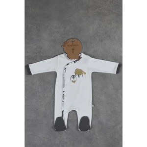 Pingu Baskısız Tulum Beyaz 3-6 Ay