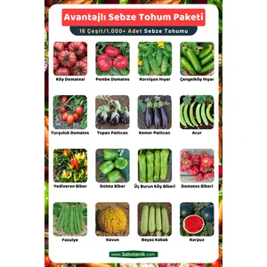 3A Botanik Avantajlı Sebze Tohum Paketi, 16 Çeşit Tohum, Takribi 1.000 Adet Sebze Tohum Paketi