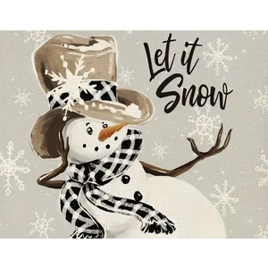 Let It Snow Kardan Adam Desenli Amerikan Servisi Dikdörtgen 35 x 50 cm