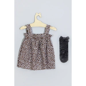 Leopar Elbise Dizaltı Fiyonk Çorap Set 007
