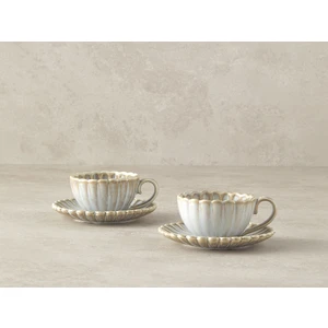 English Home Fiore New Bone China 4 Parça 2 Kişilik Kahve Fincan Takımı Gri