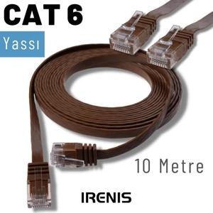 10 Metre Cat6 Kablo Yassı Ethernet Network Lan Ağ Internet Kablosu