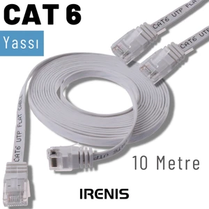 10 Metre Cat6 Kablo Yassı Ethernet Network Lan Ağ Internet Kablosu