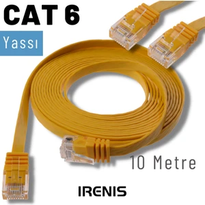 10 Metre Cat6 Kablo Yassı Ethernet Network Lan Ağ Internet Kablosu