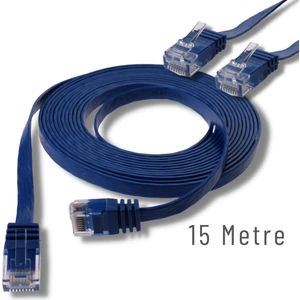 15 Metre Cat6 Kablo Yassı Ethernet Network Lan Ağ Internet Kablosu