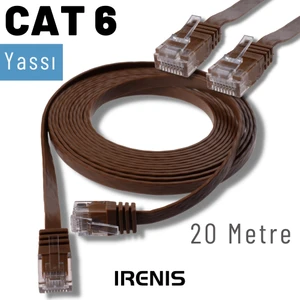 20 Metre Cat6 Kablo Yassı Ethernet Network Lan Ağ Internet Kablosu
