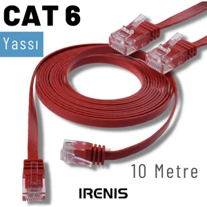 10 Metre Cat6 Kablo Yassı Ethernet Network Lan Ağ Internet Kablosu