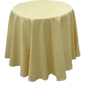 Hit Dükkan Atlas Kenarlı Yuvarlak Sarı 200CMX200CM Çift Kat Pamuklu Saten Bantlı Masa Örtüsü