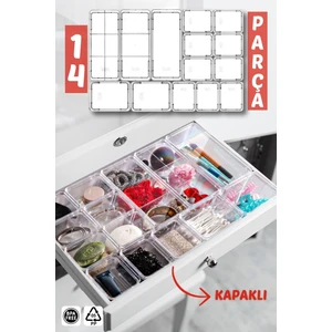 Nandy Home Kapaklı 14 Parça Çekmece Içi, Çok Amaçlı Düzenleyici Organizer Seti
