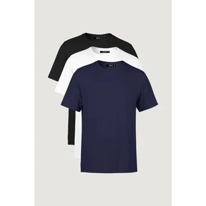 Metalıc Erkek Çok Renkli T- Shirt Regular Fit Rahat Kesim Bisiklet Yaka 3'lü Basic Tişört Paketi