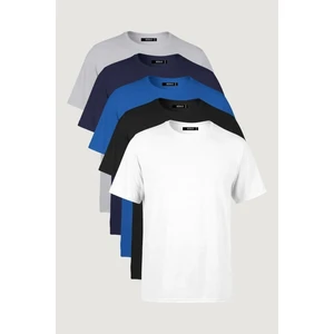 Metalıc Erkek Çok Renkli T- Shirt Regular Fit Rahat Kesim Bisiklet Yaka 5'li Basic Tişört Paketi