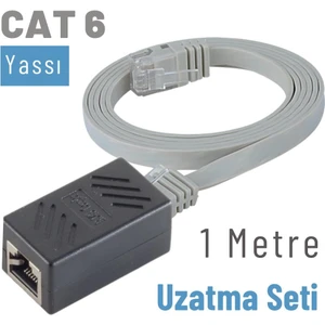 1 Metre Cat6 Kablo Uzatma Seti, Yassı Ethernet Kablo ve Ekleyici