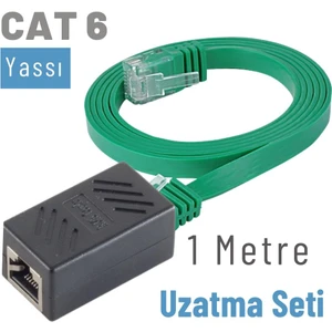 1 Metre Cat6 Kablo Uzatma Seti, Yassı Ethernet Kablo ve Ekleyici
