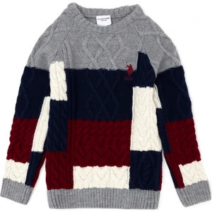 U.S. Polo Assn. Erkek Çocuk Gri Melanj Kazak /Triko 50271370-VR086