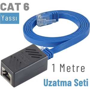 1 Metre Cat6 Kablo Uzatma Seti, Yassı Ethernet Kablo ve Ekleyici