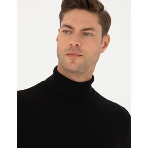 Pierre Cardin Erkek Siyah Slim Fit Balıkçı Yaka Triko Kazak 50278094-VR046