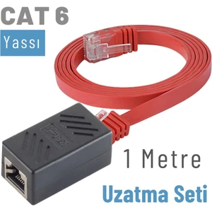 1 Metre Cat6 Kablo Uzatma Seti, Yassı Ethernet Kablo ve Ekleyici