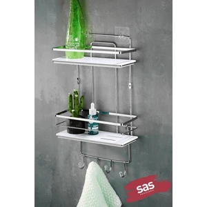 Sas Haus Yapışkanlı Ömür Boyu Paslanmaz Kristal Ayarlanabilir Raf Banyo Düzenleyici Şampuanlık Lş-02 Kbkk