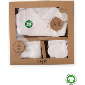 Organik Hastahane Çıkışı Bebek Takımı Ekru
