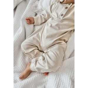 Manşetli Fitilli Tulum Açık Bej