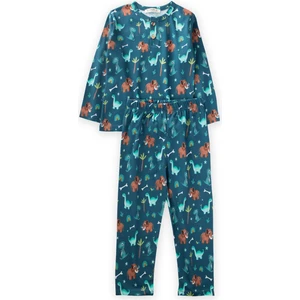 Desenli Pijama Takım Lacivert