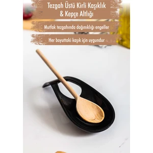 EW's Kitchenware Akrilik Siyah Tezgah Üstü Kirli Kaşıklık & Kepçe Altlığı