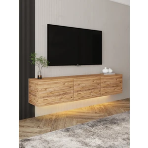 İnarch Dizayn Neon LED Işıklı Duvara Monte, 3 Kapaklı TV Sehpası – 160 cm - Modern Tasarım